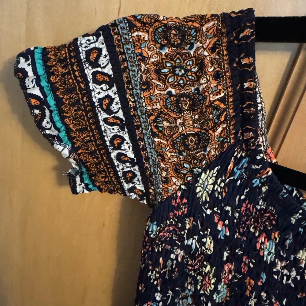 SHEIN Multicolor Floral Smocked Sun Dress With Side Slit - Picture 10 of 11